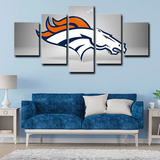 Denver Broncos NFL Football Sports Team Logo Silver 5 Piece Canvas Wall Art Painting Wallpaper Poster Picture Print Photo Decor