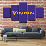 Minnesota Vikings Name NFL Football Team Logo 5 Piece Canvas Wall Art Painting Wallpaper Poster Picture Print Photo Decor