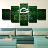 NFL American Football Team Green Bay Packers Green Logo 5 Piece Canvas Wall Art Painting Wallpaper Poster Picture Print Photo Decor