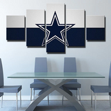 Dallas Cowboys NFL Sports Team Logo White And Blue 5 Piece Canvas Wall Art Painting Wallpaper Poster Picture Print Photo Decor