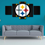 NFL American Football Team Pittsburgh Steelers Logo 5 Piece Canvas Wall Art Painting Wallpaper Poster Picture Print Photo Decor