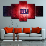 New York Giants NFL Football Sports Team Logo Red 5 Piece Canvas Wall Art Painting Wallpaper Poster Picture Print Photo Decor