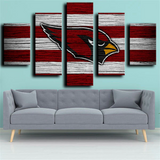 NFL Arizona Cardinals Sports Team Red & White Logo 5 Piece Canvas Wall Art Painting Wallpaper Poster Picture Print Photo Decor