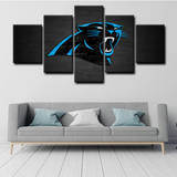 Carolina Panthers NFL Football Sports Team Black& Blue Logo 5 Piece Canvas Wall Art Painting Wallpaper Poster Picture Print Photo Decor