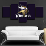 Minnesota Vikings NFL Football Team Purple Logo 5 Piece Canvas Wall Art Painting Wallpaper Poster Picture Print Photo Decor