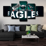 NFL Football Team Logo Philadelphia Eagles Crest 5 Piece Canvas Wall Art Painting Wallpaper Poster Picture Print Photo Decor