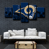Los Angeles Rams Logo NFL Football Sports Night City 5 Piece Canvas Wall Art Painting Wallpaper Poster Picture Print Photo Decor