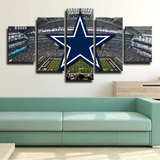 Dallas Cowboys NFL Sports Team Logo And Stadium 5 Piece Canvas Wall Art Painting Wallpaper Poster Picture Print Photo Decor