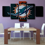 Miami Dolphins NFL Football Team Logo Sports 5 Piece Canvas Wall Art Painting Wallpaper Poster Picture Print Photo Decor