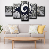 Los Angeles Rams Team Logo NFL Football Sports 5 Piece Canvas Wall Art Painting Wallpaper Poster Picture Print Photo Decor