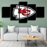 NFL Football Team Kansas City Chiefs Logo Black 5 Piece Canvas Wall Art Painting Wallpaper Poster Picture Print Photo Decor