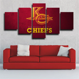 Kansas City Chiefs NFL Football Logo Red & Gold 5 Piece Canvas Wall Art Painting Wallpaper Poster Picture Print Photo Decor