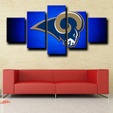 Los Angeles Rams Blue Logo NFL Football Sports 5 Piece Canvas Wall Art Painting Wallpaper Poster Picture Print Photo Decor