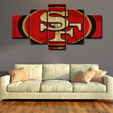 NFL Football Sports San Francisco 49ers Team Logo 5 Piece Canvas Wall Art Painting Wallpaper Poster Picture Print Photo Decor