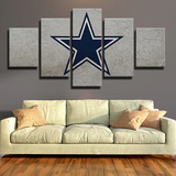 Dallas Cowboys NFL Sports Team Logo White Wall 5 Piece Canvas Wall Art Painting Wallpaper Poster Picture Print Photo Decor