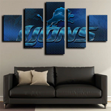 Detroit Lions NFL Sports Team Logo Succinct Symbol 5 Piece Canvas Wall Art Painting Wallpaper Poster Picture Print Photo Decor