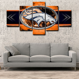 NFL Football Sports Team Logo Denver Broncos 5 Piece Canvas Wall Art Painting Wallpaper Poster Picture Print Photo Decor