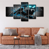 NFL Football Sports Team Carolina Panthers Logo 5 Piece Canvas Wall Art Painting Wallpaper Poster Picture Print Photo Decor