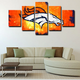 NFL American Football Team Denver Broncos Logo 5 Piece Canvas Wall Art Painting Wallpaper Poster Picture Print Photo Decor