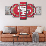 NFL Football Sports Team Logo San Francisco 49ers 5 Piece Canvas Wall Art Painting Wallpaper Poster Picture Print Photo Decor
