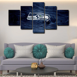 NFL American Football Team Seattle Seahawks Logo 5 Piece Canvas Wall Art Painting Wallpaper Poster Picture Print Photo Decor