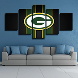 Green Bay Packers NFL American Football Team Logo Stripe 5 Piece Canvas Wall Art Painting Wallpaper Poster Picture Print Photo Decor