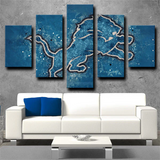Detroit Lions NFL Sports Team Sky Blue Logo 5 Piece Canvas Wall Art Painting Wallpaper Poster Picture Print Photo Decor