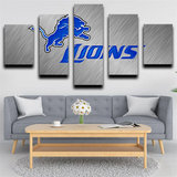 NFL Football Sports Team Detroit Lions Logo 5 Piece Canvas Wall Art Painting Wallpaper Poster Picture Print Photo Decor