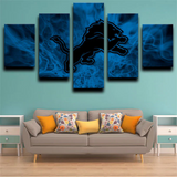 Detroit Lions NFL Sports Team Creative Design Logo 5 Piece Canvas Wall Art Painting Wallpaper Poster Picture Print Photo Decor
