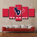 Houston Texans NFL American Football Team Red Logo 5 Piece Canvas Wall Art Painting Wallpaper Poster Picture Print Photo Decor