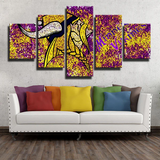 Minnesota Vikings NFL Football Team Floral Logo 5 Piece Canvas Wall Art Painting Wallpaper Poster Picture Print Photo Decor