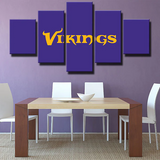 Minnesota Vikings Name NFL Football Team Logo 5 Piece Canvas Wall Art Painting Wallpaper Poster Picture Print Photo Decor