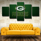 NFL American Football Team Green Bay Packers Green Logo 5 Piece Canvas Wall Art Painting Wallpaper Poster Picture Print Photo Decor