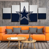 Dallas Cowboys NFL Sports Team Logo White And Blue 5 Piece Canvas Wall Art Painting Wallpaper Poster Picture Print Photo Decor