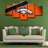 NFL Football Sports Team Denver Broncos Logo 5 Piece Canvas Wall Art Painting Wallpaper Poster Picture Print Photo Decor