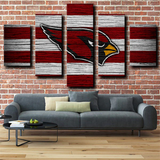 NFL Arizona Cardinals Sports Team Red & White Logo 5 Piece Canvas Wall Art Painting Wallpaper Poster Picture Print Photo Decor