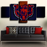 Chicago Bears Logo NFL Football Sports Team 5 Piece Canvas Wall Art Painting Wallpaper Poster Picture Print Photo Decor
