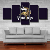 Minnesota Vikings NFL Football Team Purple Logo 5 Piece Canvas Wall Art Painting Wallpaper Poster Picture Print Photo Decor