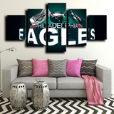 NFL Football Team Logo Philadelphia Eagles Crest 5 Piece Canvas Wall Art Painting Wallpaper Poster Picture Print Photo Decor