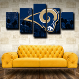 Los Angeles Rams Logo NFL Football Sports Night City 5 Piece Canvas Wall Art Painting Wallpaper Poster Picture Print Photo Decor