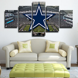 Dallas Cowboys NFL Sports Team Logo And Stadium 5 Piece Canvas Wall Art Painting Wallpaper Poster Picture Print Photo Decor