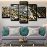 Los Angeles Rams NFL Stadium Aerial Night View 5 Piece Canvas Wall Art Painting Wallpaper Poster Picture Print Photo Decor