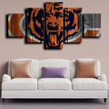 NFL Football Sports Team Chicago Bears Logo 5 Piece Canvas Wall Art Painting Wallpaper Poster Picture Print Photo Decor