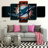 Miami Dolphins NFL Football Team Logo Sports 5 Piece Canvas Wall Art Painting Wallpaper Poster Picture Print Photo Decor
