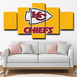NFL Football Team Kansas City Chiefs Yellow Logo 5 Piece Canvas Wall Art Painting Wallpaper Poster Picture Print Photo Decor