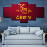 Kansas City Chiefs NFL Football Logo Red & Gold 5 Piece Canvas Wall Art Painting Wallpaper Poster Picture Print Photo Decor