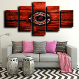Chicago Bears NFL Football Sports Team Logo Red 5 Piece Canvas Wall Art Painting Wallpaper Poster Picture Print Photo Decor
