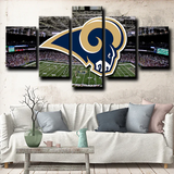 Los Angeles Rams NFL Sports Team Logo And Stadium 5 Piece Canvas Wall Art Painting Wallpaper Poster Picture Print Photo Decor