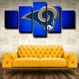 Los Angeles Rams Blue Logo NFL Football Sports 5 Piece Canvas Wall Art Painting Wallpaper Poster Picture Print Photo Decor