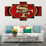 NFL Football Sports San Francisco 49ers Team Logo 5 Piece Canvas Wall Art Painting Wallpaper Poster Picture Print Photo Decor